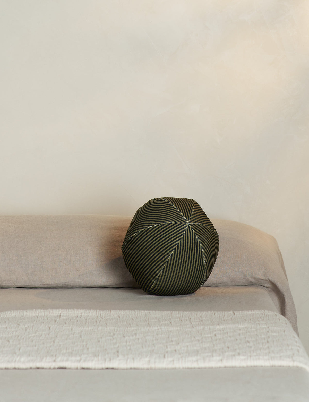 Striped Velvet Ball Pillow by Sarah Sherman Samuel