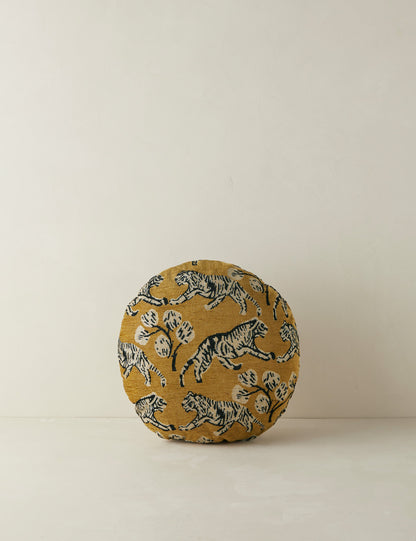 Tiger Jacquard Round Pillow by Sarah Sherman Samuel