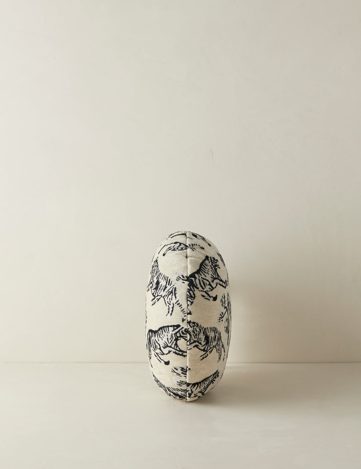 Tiger Jacquard Round Pillow by Sarah Sherman Samuel