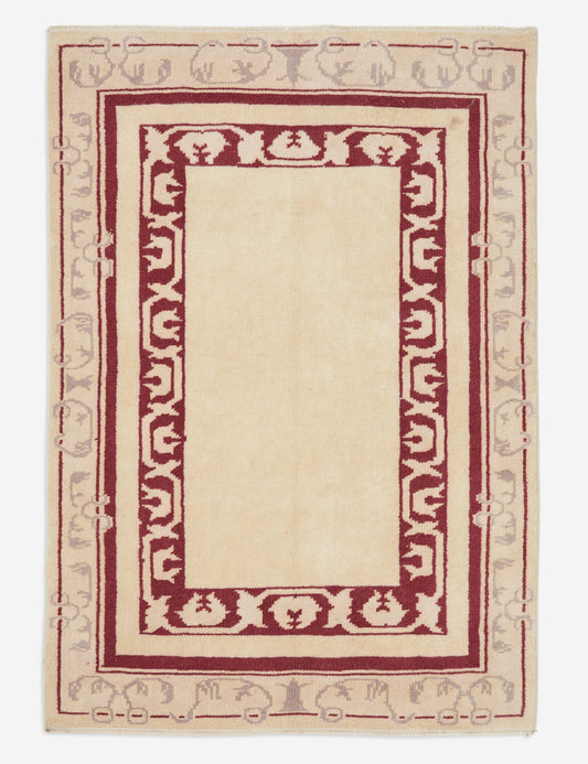Vintage Turkish Hand-Knotted Wool Rug No. 256, 2'9" x 4'