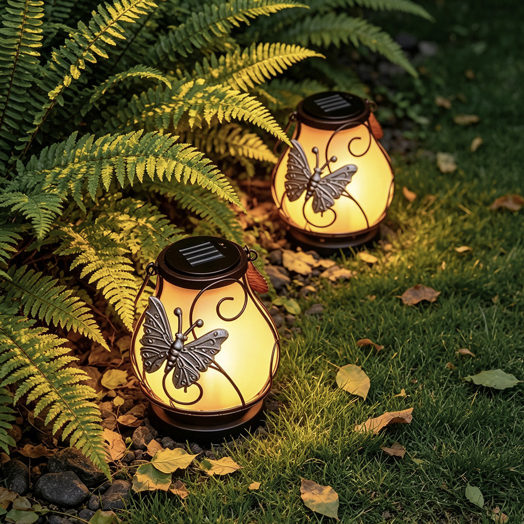 【4 PCS】Gray Outdoor Light Pendant Hanging Flame-Inspired Insect Light