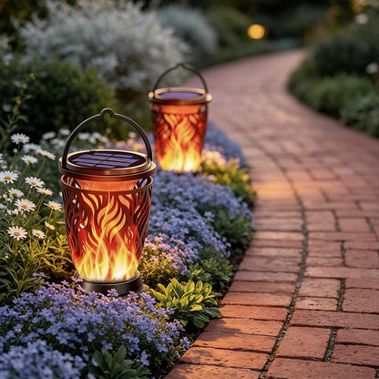 【4 PCS】Hanging Landscape Lights Solar Flame Outdoor Decoration Light