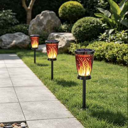 【4 PCS】Hanging Landscape Lights Solar Flame Outdoor Decoration Light