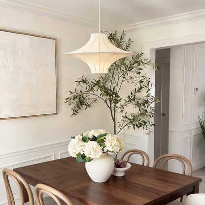 White Pendant Light Shade Spaceship Silk Ambient Ceiling Light