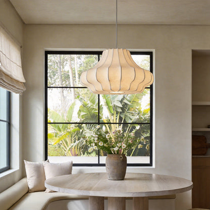 White Pendant Lighting Japanese Vintage Creative Silk Ceiling Light