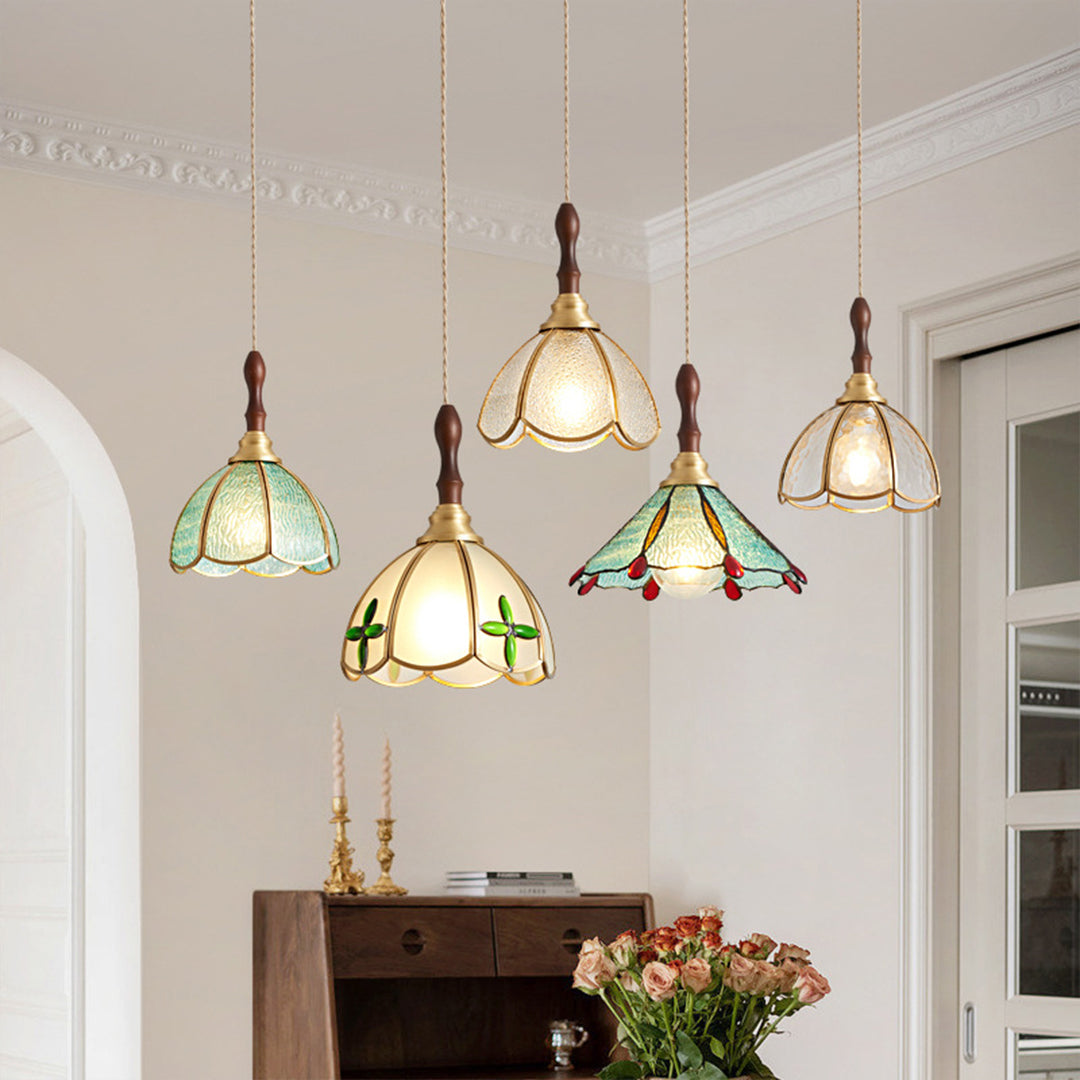 Water Ripple Glass Pendant Lighting Nordic Full Copper Light