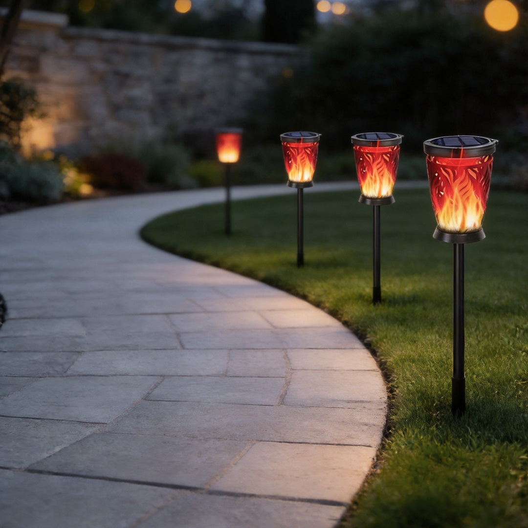 【4 PCS】Hanging Landscape Lights Solar Flame Outdoor Decoration Light