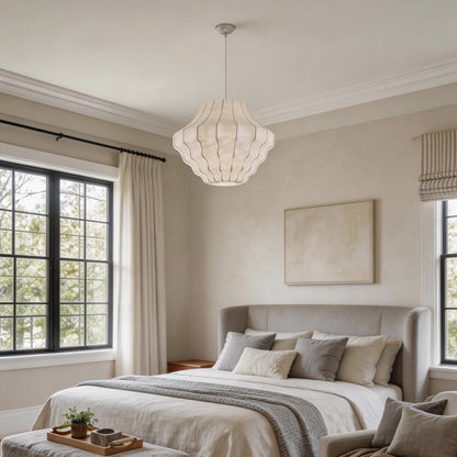 White Pendant Lighting Japanese Vintage Creative Silk Ceiling Light