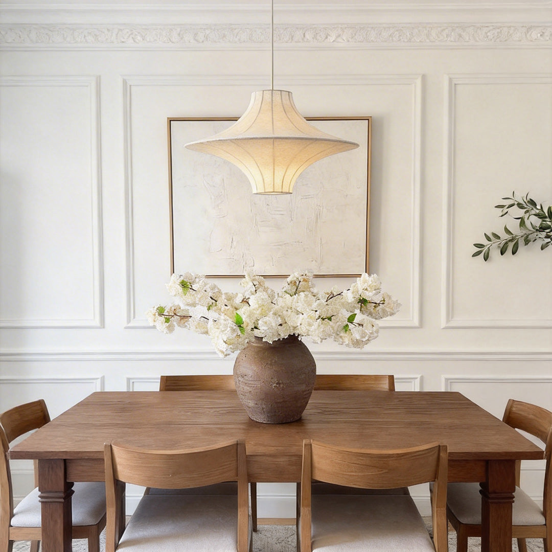 White Pendant Light Shade Spaceship Silk Ambient Ceiling Light