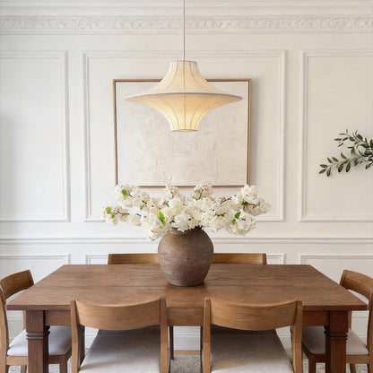 White Pendant Light Shade Spaceship Silk Ambient Ceiling Light