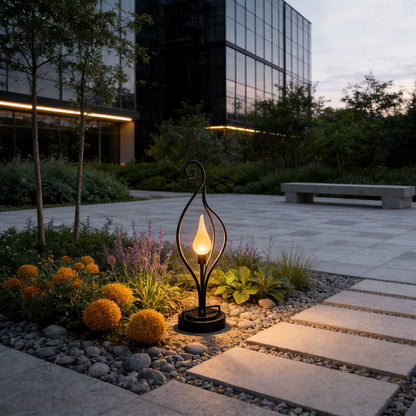【4 PCS】 Flame Solar Garden Lights Outdoor Landscape Decoration Light
