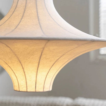 White Pendant Light Shade Spaceship Silk Ambient Ceiling Light