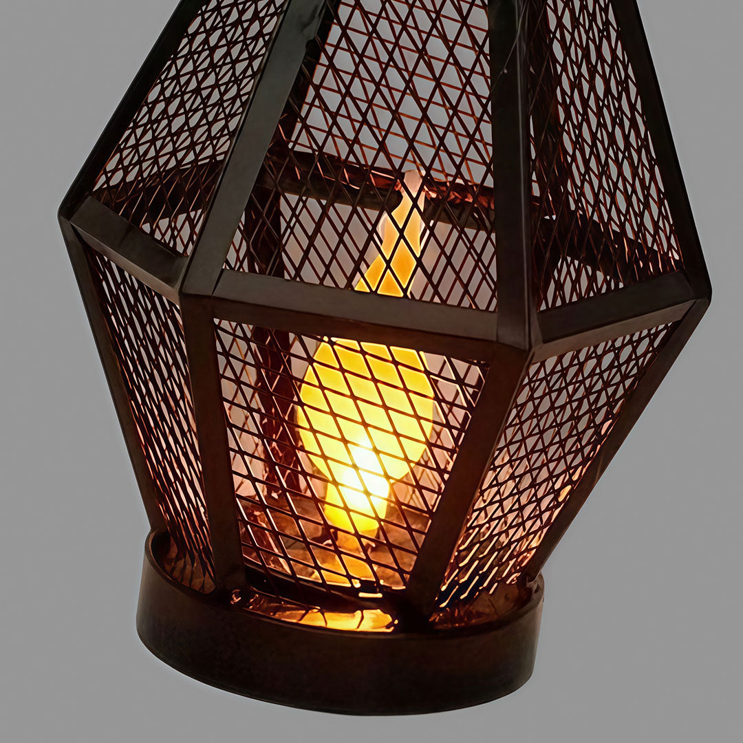 【2 PCS】Portable Lantern Lamp Solar Iron Mesh Metal Landscape Light