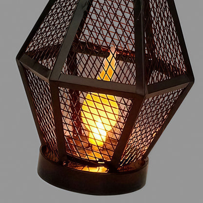 【2 PCS】Portable Lantern Lamp Solar Iron Mesh Metal Landscape Light