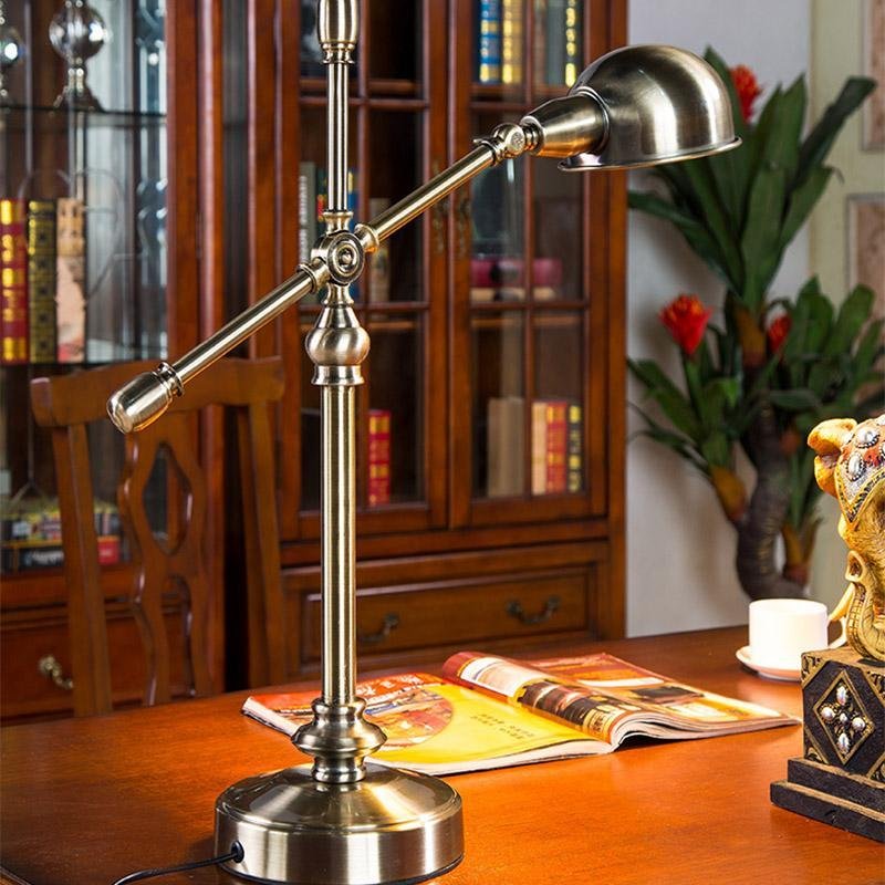 Vintage Metallic Dome Adjustable Desk Lamp with Flexible Arm for Study and Home Office