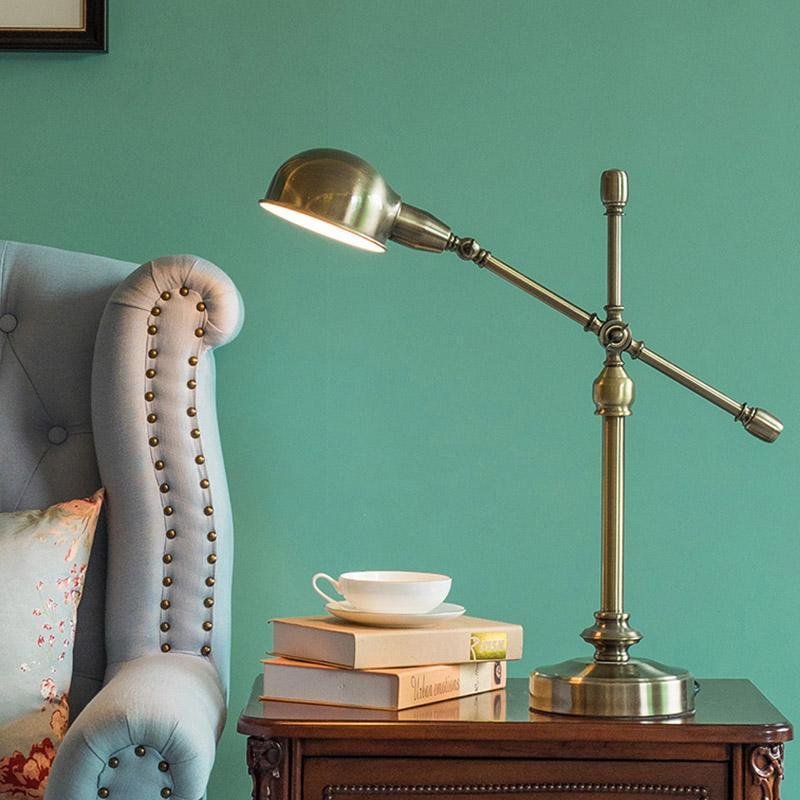 Vintage Metallic Dome Adjustable Desk Lamp with Flexible Arm for Study and Home Office