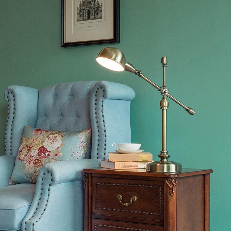 Vintage Metallic Dome Adjustable Desk Lamp with Flexible Arm for Study and Home Office