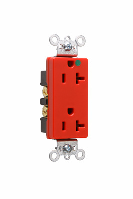 20A 125V Heavy Duty Hospital-Grade Decorator Duplex Receptacle, Red
