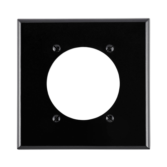 2-Gang Flush Mount Outlet/Receptacle Wallplate, Standard Size, Thermoset, Black