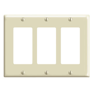 3-Gang Decora/GFCI Device Wallplate, Standard Size, Thermoset, Ivory