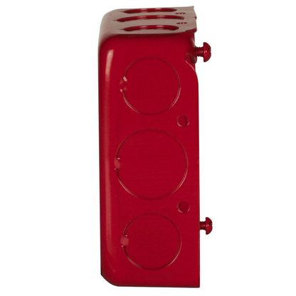 4 in. Life Safety Square Extension Ring, Drawn,  1-1/2 in. Deep, Eight 1/2 in. and Four 3/4 in. KO's, Red