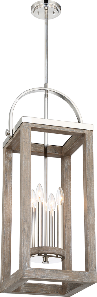 Bliss - 2 Light Pendant - Driftwood Finish with Polished Nickel Accents