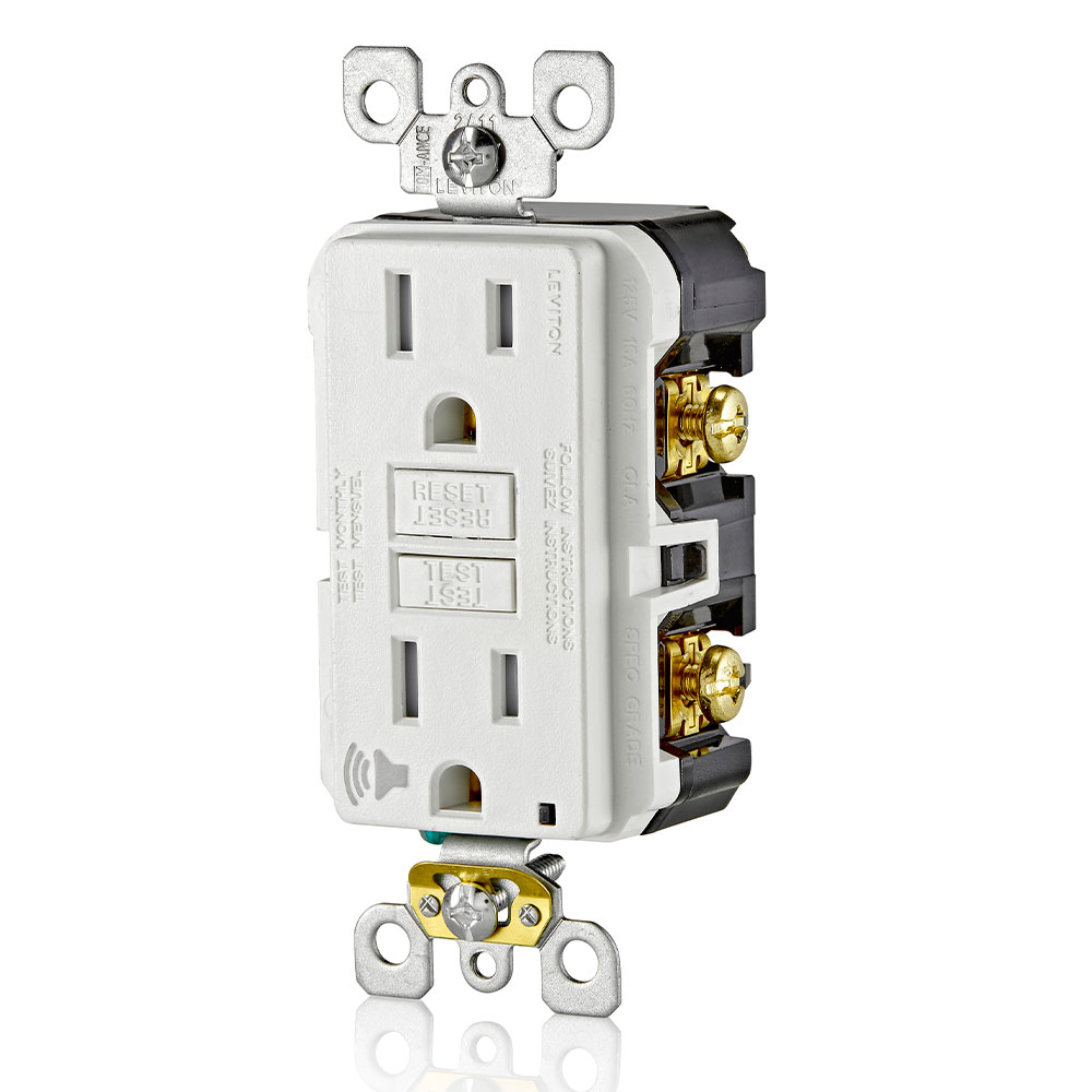 15 Amp, Self Test, Tamper-Resistant GFCI Outlet with Audible Alarm & LED Indicator Light