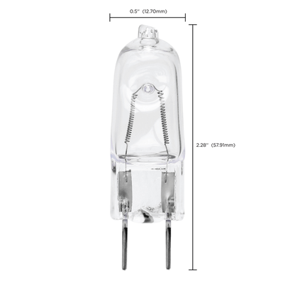 100 Watt; Halogen; T4; Clear; 2000 Average rated hours; 1700 Lumens; Bi Pin G8 base; 120 Volt