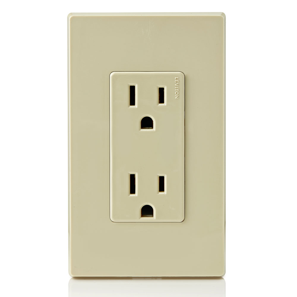 15 Amp Decora Duplex Outlet/Receptacle, Grounding, Ivory