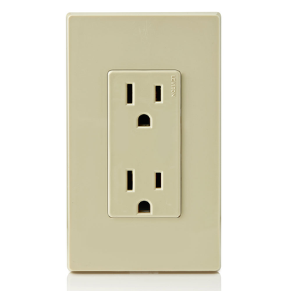 15 Amp Decora Duplex Outlet/Receptacle, Grounding, Ivory