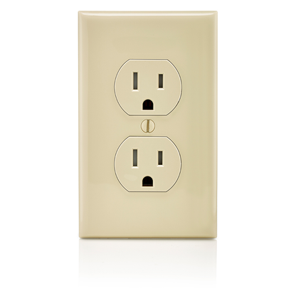 15 Amp Tamper-Resistant Duplex Outlet/Receptacle, Grounding, Ivory