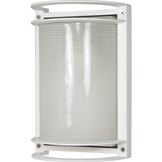1 Light - 10" Rectangle Bulkhead - Semi Gloss White Finish