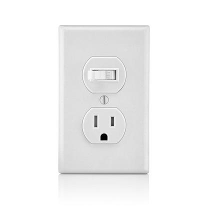 15 Amp Tamper-Resistant Outlet/Receptacle / Single-Pole Switch Combination Device, Grounding, White