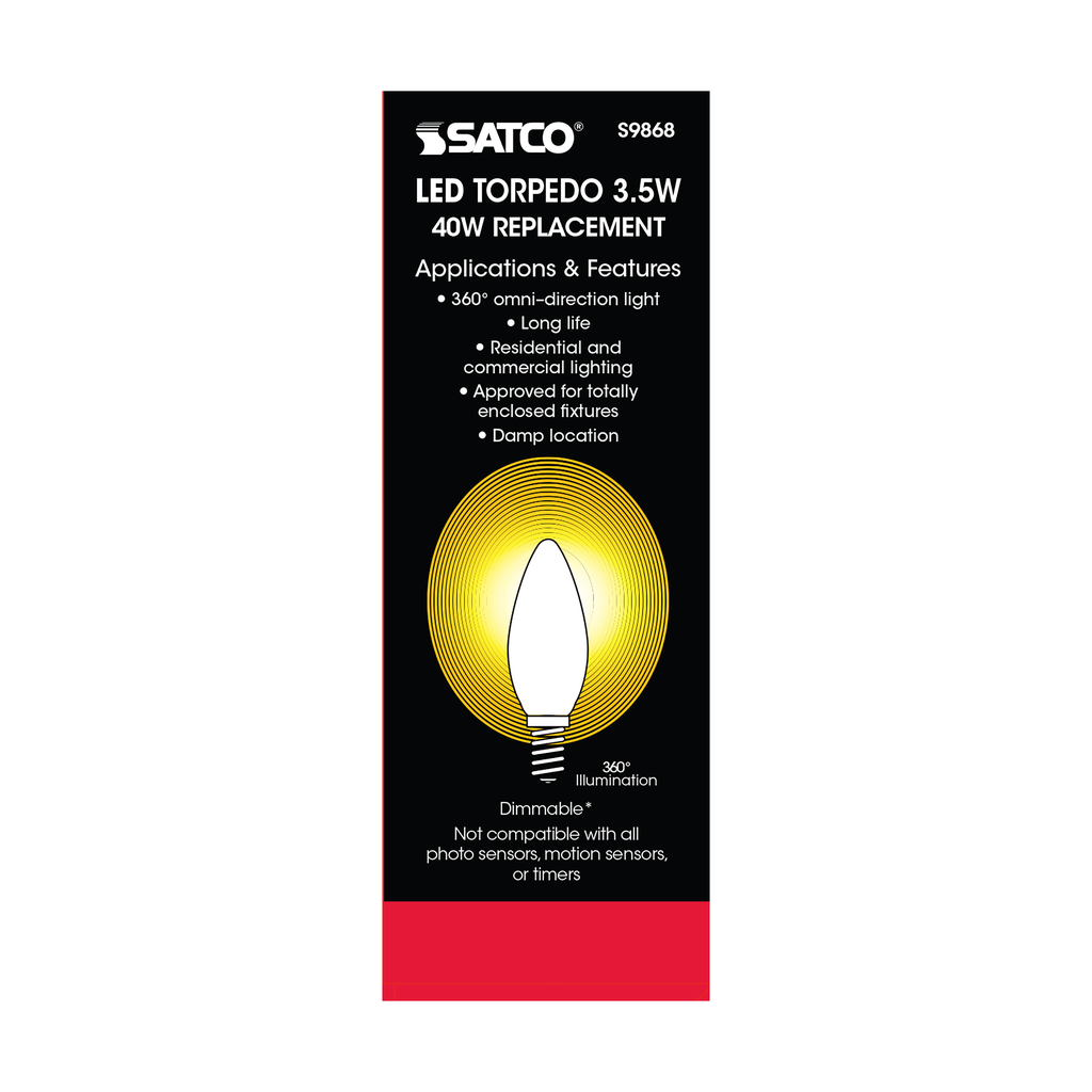 3.5 Watt B11 LED; Frosted; Candelabra base; 2700K; 350 Lumens; 120 Volt
