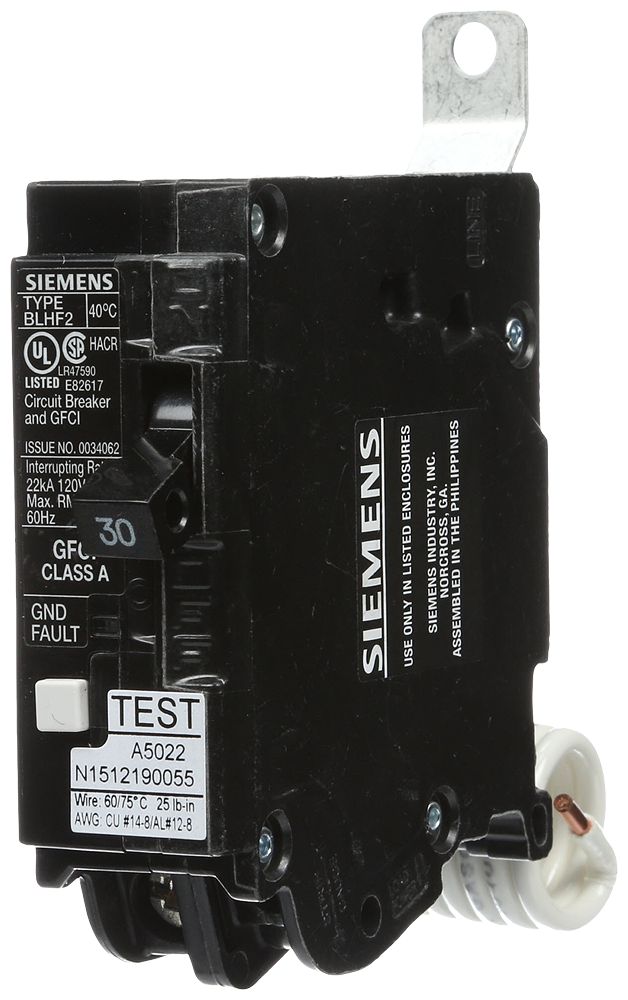 BRKR BLHF2 GFCI 5mA 1P 120V 30A 22KA