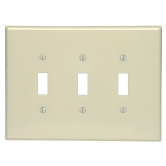 3-Gang Toggle Switch Wallplate, Oversized, Thermoset, Ivory