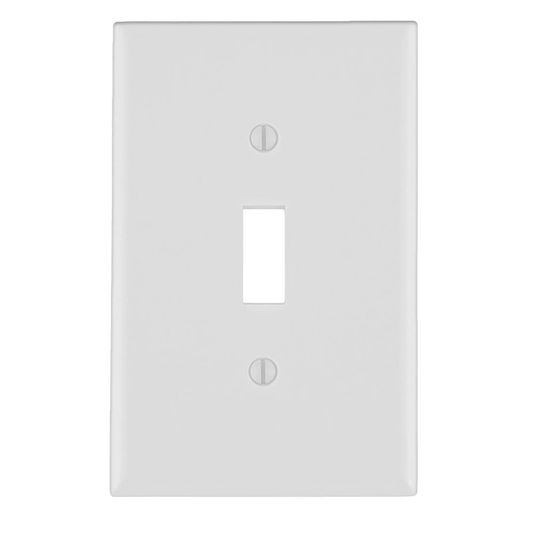 1-Gang Toggle Switch Wallplate, Standard Size, Thermoset, White