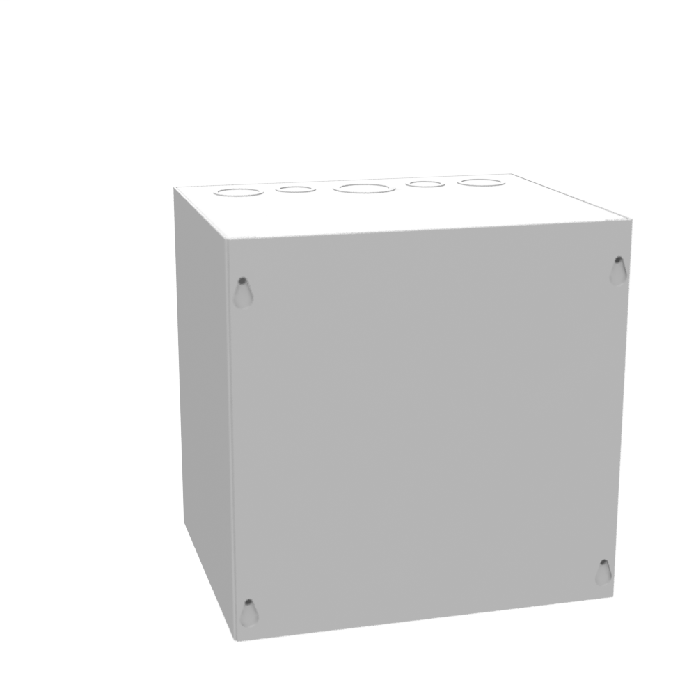 10x8x10 Screw Cover Type 1 UL Steel KOs Gray Cover w/Teardrop Slots Holes In Back