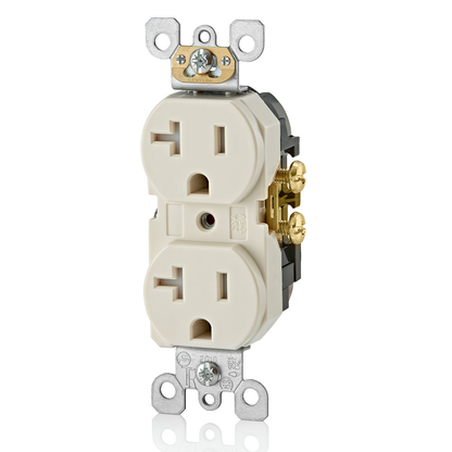 20 Amp Duplex Tamper-Resistant Outlet/Receptacle, Grounding, Light Almond