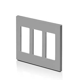3-Gang Decora Plus Screwless Wallplate Polycarbonate, Gray