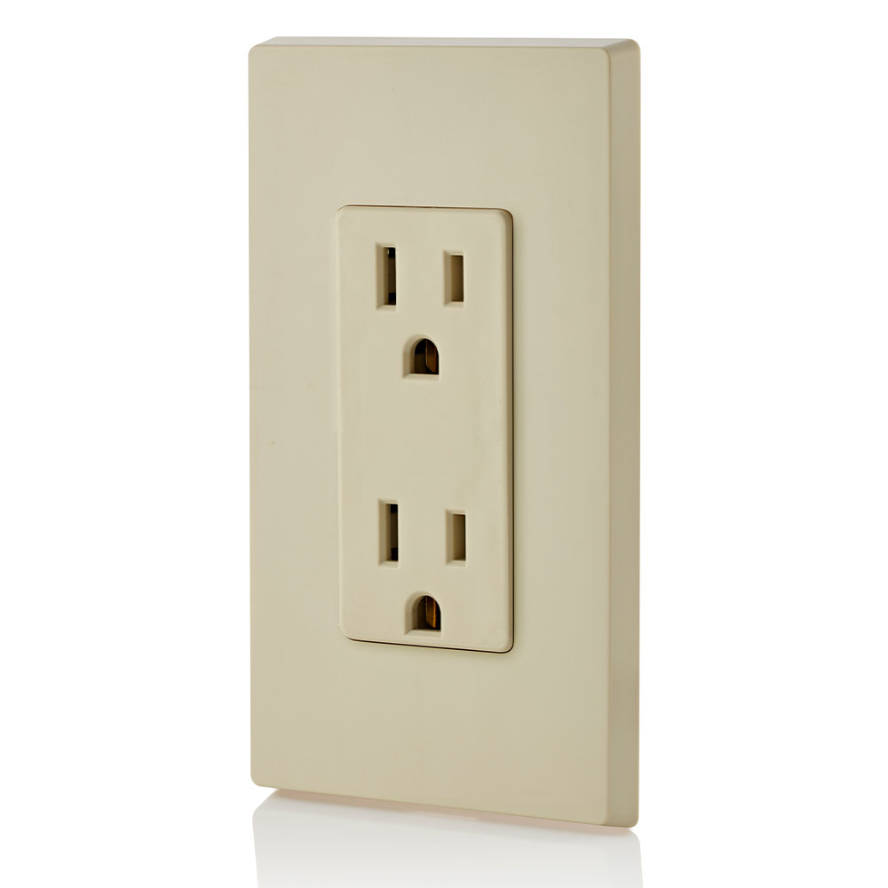 15 Amp Duplex Outlet/Receptacle, Self-Grounding, Ivory