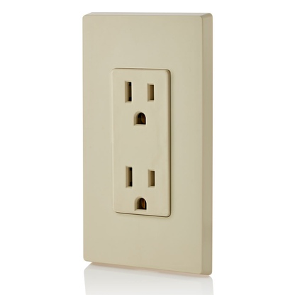 15 Amp Duplex Outlet/Receptacle, Self-Grounding, Ivory