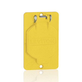 1.56" diameter Single Receptacle Coverplate with Weather-Resistant Flip Lid - YELLOW