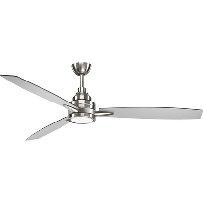 60" LED 3-Blade ceiling fan in Brushed Nickel
