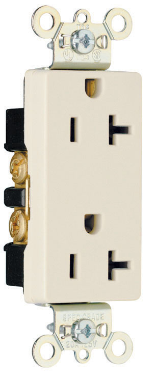 20A 125V Heavy Duty Specification Grade Decorator Duplex Receptacle, Light Almond