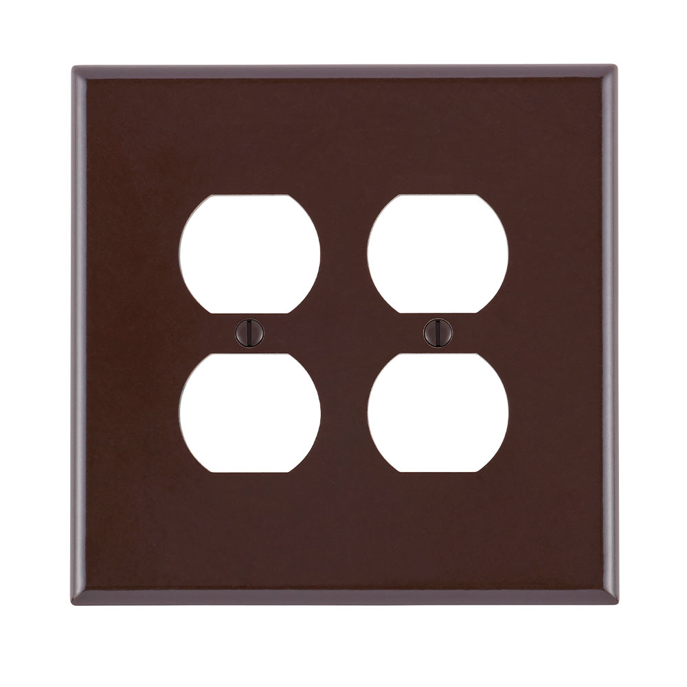 2-Gang Duplex Outlet/Receptacle Wallplate, Oversized, Thermoset, Brown