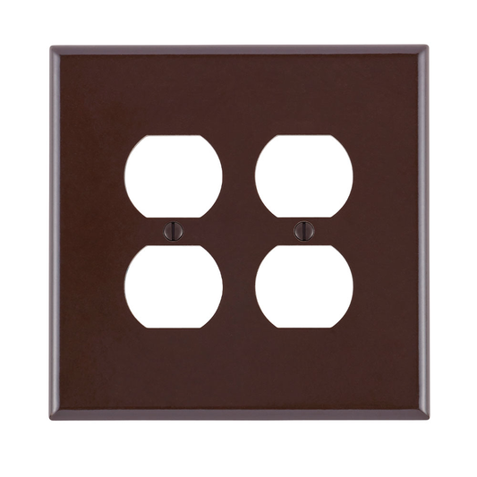 2-Gang Duplex Outlet/Receptacle Wallplate, Oversized, Thermoset, Brown