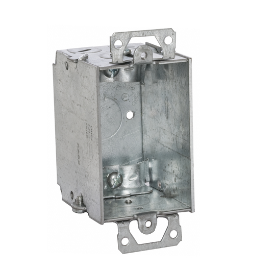 3 in. x 2 in. Switch Box, Gangable, 2-1/2 in. Deep, One 1/2 in. KO & NMSC Clamps, Plaster Ears