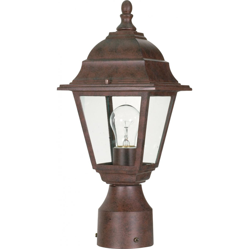 Briton - 1 Light 14" Post Lantern with Clear Seeded Glass - Old Bronze Finish