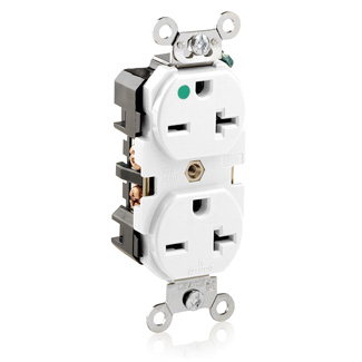20 Amp Duplex Receptacle/Outlet, Hospital Grade, Self-Grounding